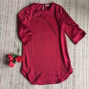 🆕 Pleione Red Dress Ruffle Sleeve Small S